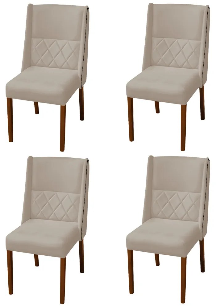 Kit 4 Cadeiras de Jantar Lecce Veludo Nude