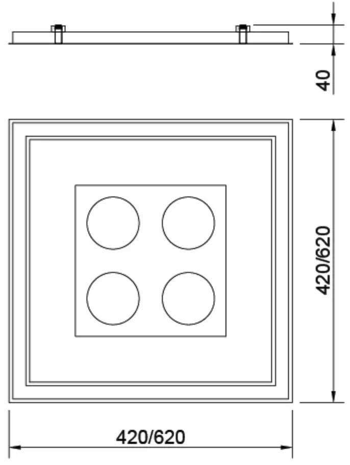 Embutido Bore Pro 62X62X11Cm 04Xpar20 Led 49,2W Bivolt | Usina 19202/6... (BT - Branco Texturizado, 4000k)