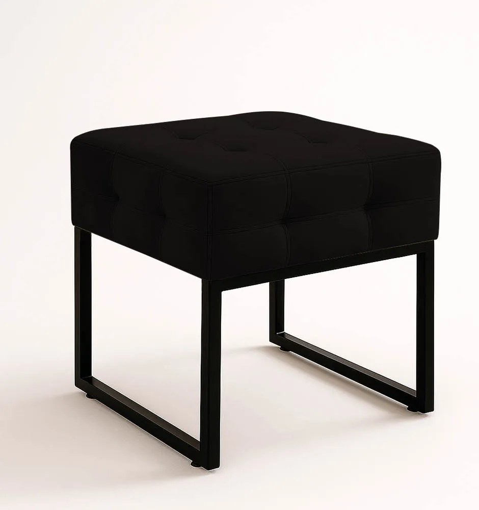 Puff Sala Decorativo Industrial Elisa Suede D03 - D'Rossi - Preto
