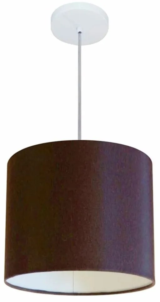 Lustre Pendente Cilíndrico Md-4143 Cúpula em Tecido 35x25cm Café - Bivolt