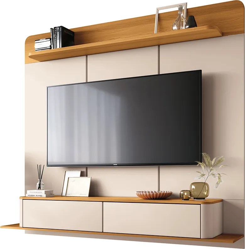 Home Painel Galax Suspenso para TV até 70 Polegadas com Off White/Cinamomo G26 - Hb Móveis