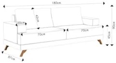 Sofá 3 Lugares 180cm Living Pés Curvos Santi D05 Sintético Camel - Mpo