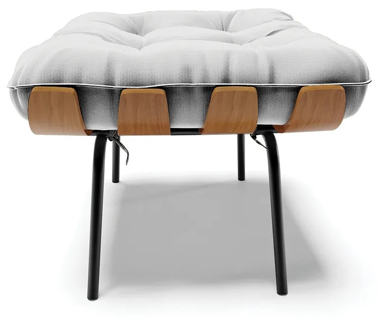 Puff Costela Suede Base Metálica Preto M11 - D'Rossi - Cinza