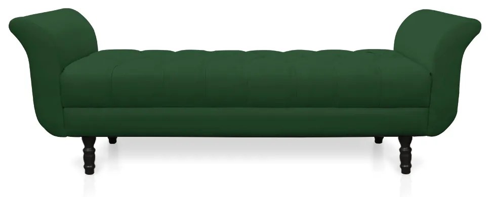 Recamier Olinda Veludo 160 cm Pés Torneados Castanhos - D'Rossi - Verde