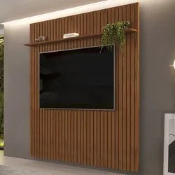 Painel para TV 75 Polegadas Ripado 223x240cm Pratisk D04 Freijó - Mpoz