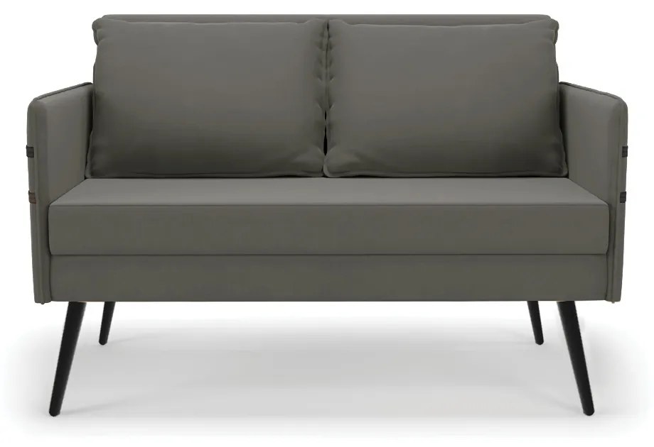 Namoradeira 02 Lugares Mari Suede Pés Palito de Ferro D03 - D'Rossi - Grafite
