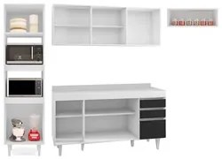 Armário de Cozinha Modulada 4 Peças CP11 Balcão com Tampo Branco/Preto