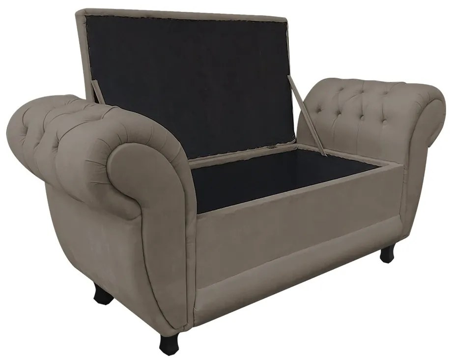 Recamier Baú Londres 1,20 m Suede D'Rossi - Marrom Rato