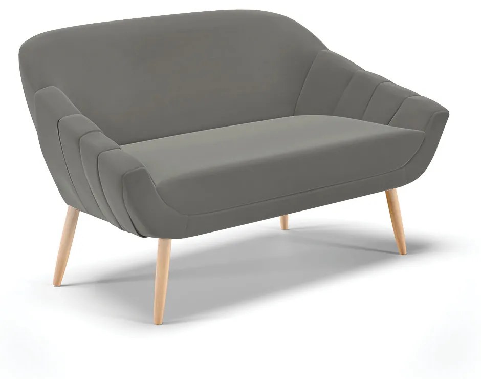 Namoradeira 02 Lugares Giovana Suede Grafite Pés Palito Natural - D'Rossi