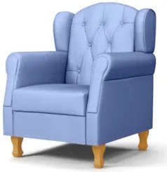 Kit 02 Poltronas de Amamentação Pés Madeira Lucy Z39 Sintético Azul -
