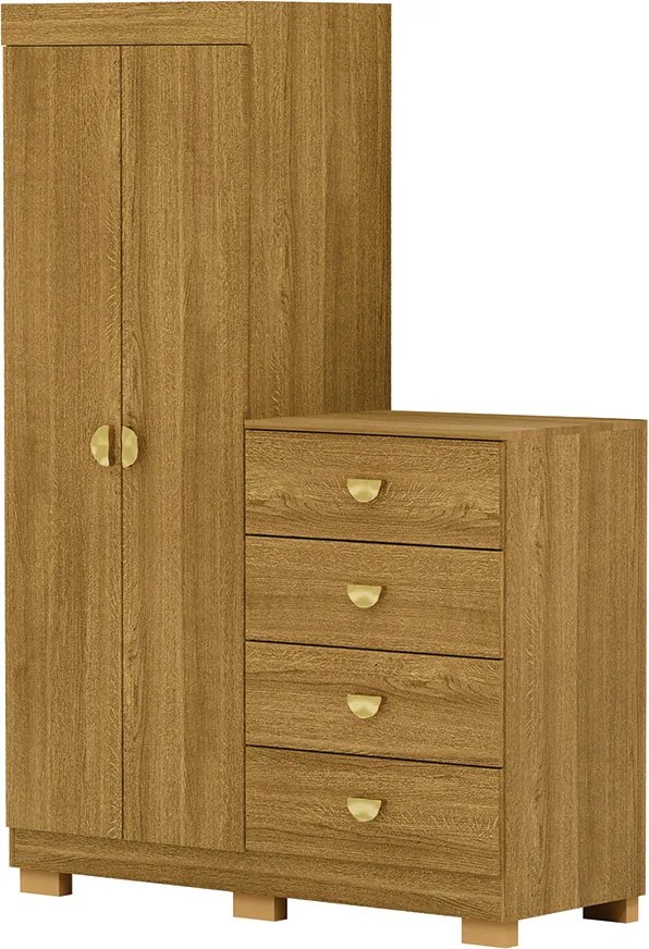 Cômoda Roupeiro Allure 4 Gavetas 2 Portas com Prateleiras Nature G98 - Gran Belo