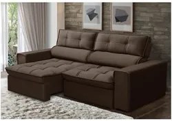 Sofá Retrátil Reclinável 3 Lugares 220cm Blanches F05 Veludo Marrom -