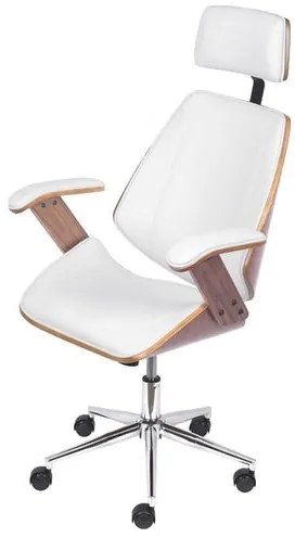 Cadeira Office Braga Alta Courino Branco Base Cromada - 69645 Sun House