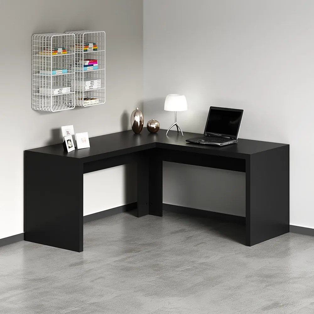Mesa Angular para Escritório Home Office ME4116 MDP Preto G69 - Gran Belo