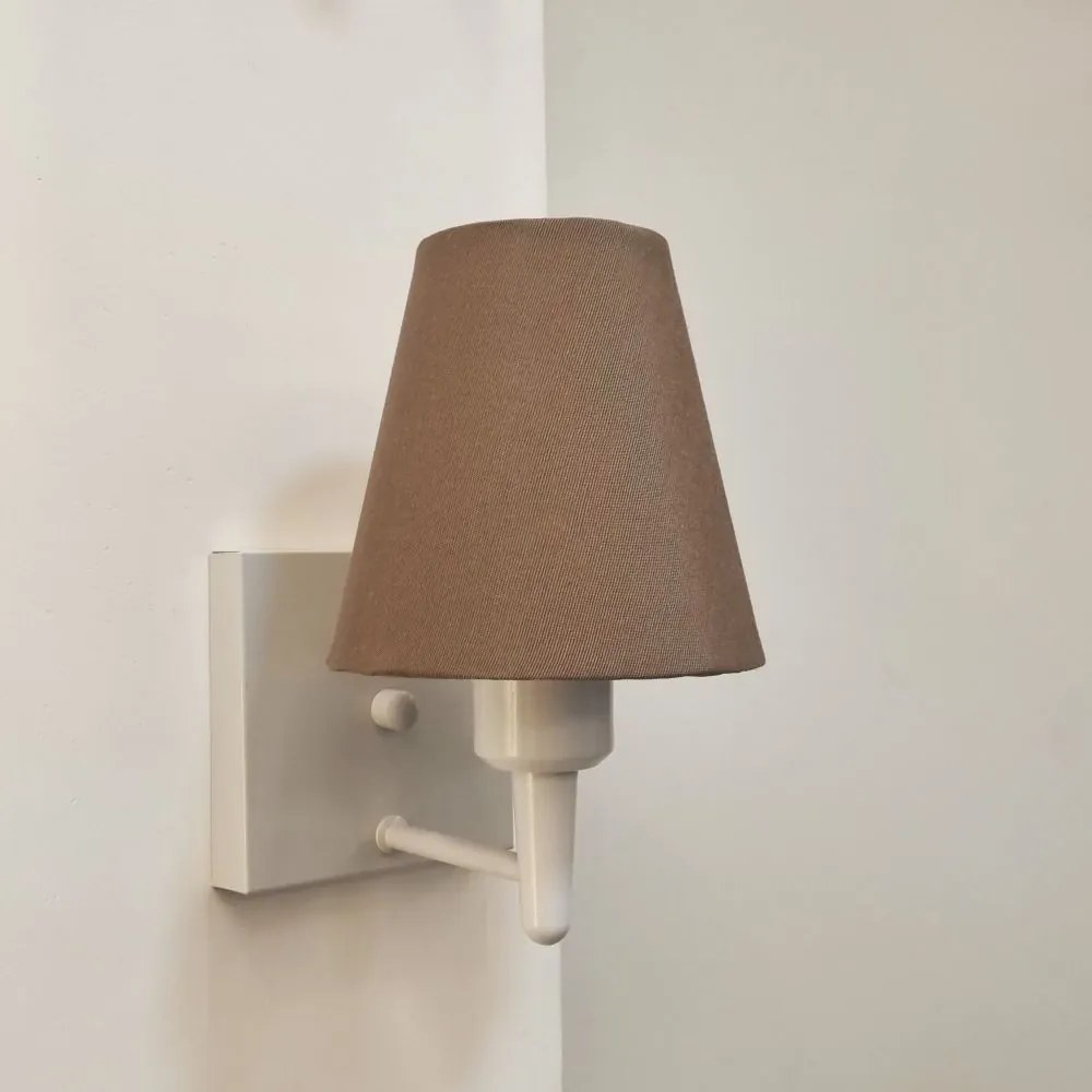 Arandela Quadrada Md-2034 Branco Cúpula em Tecido Cone Caqui - Bivolt