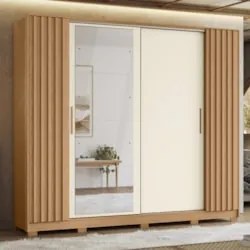 Guarda Roupa Casal 270cm 4 Espelhos Jacarandá Flex Off/Freijó - Albatr