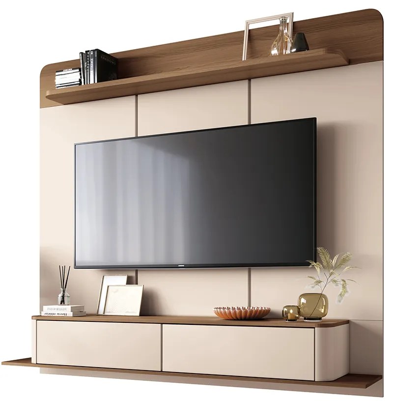 Home Painel Decorativo Suspenso Messier para TV até 70 Polegadas Off White/Castanho G26 - Gran Belo