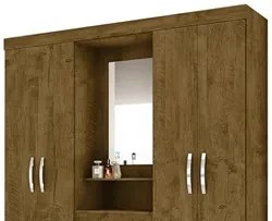 Guarda Roupa de Casal Capri 04 Portas e 03 Gavetas Castanho Wood - Mov