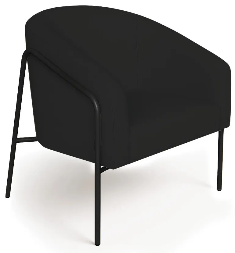 Poltrona Sala Industrial Alta Preto Stella Linho D03 - D'Rossi - Preto
