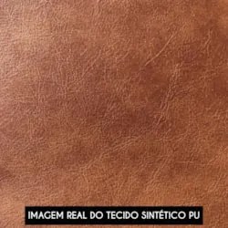 Poltrona Sala Pé Metal Dourado Kit 2 Ana Sintético PU Nozes - Ibiza