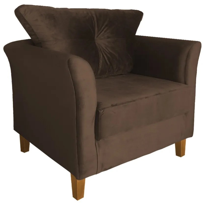 Poltrona Ibis Decorativa Suede Marrom