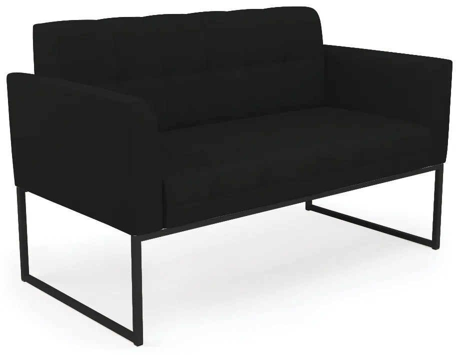 Sofá Namoradeira Elisa Linho Base Metálica Industrial Preto - D'Rossi - A79 Preto