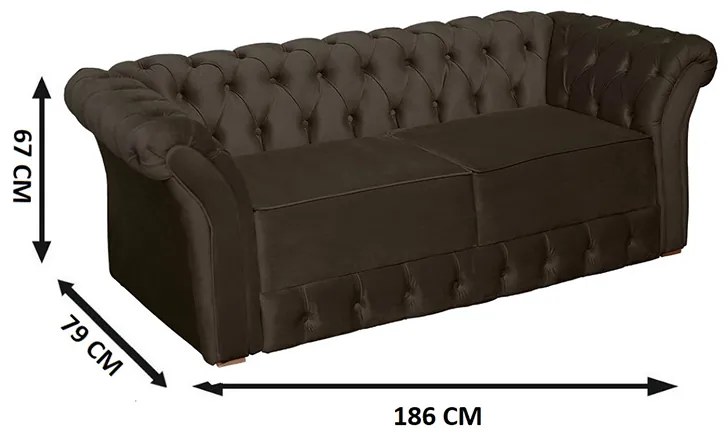 Namoradeira Sofá 2 Lugares Chesterfield Capitonê 186cm Veludo Marrom - Sheep Estofados - Marrom