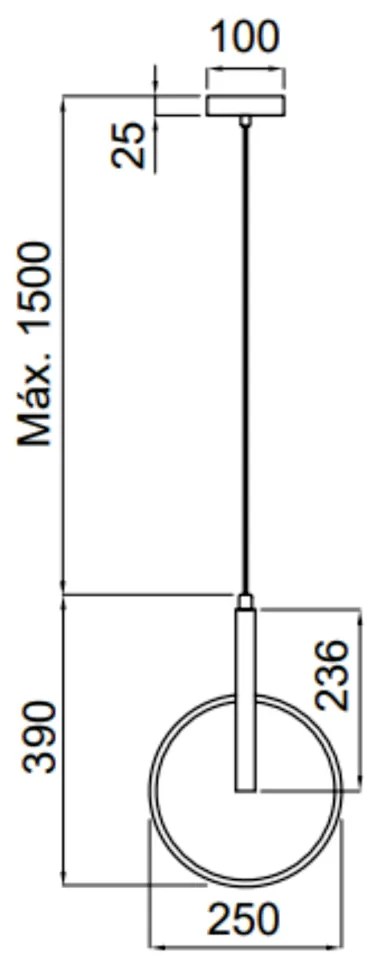 Pendente Signo Ø20X93Cm Led 9W 3000K Bivolt Dourado Polido - Usina Imp... (Dourado Polido)
