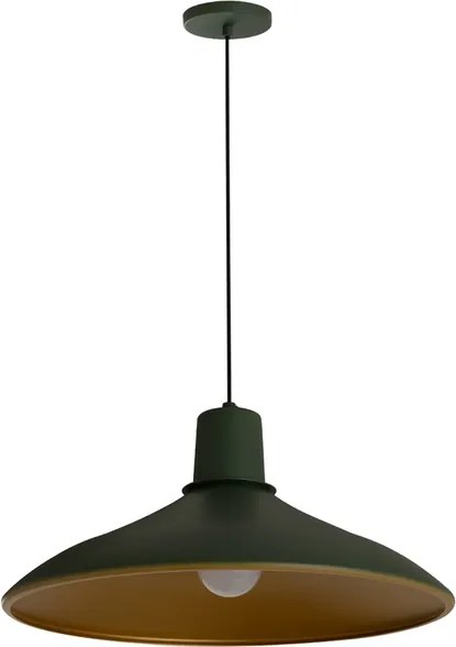 Pendente Aluminio Verde E Dourado Chapeu Chines