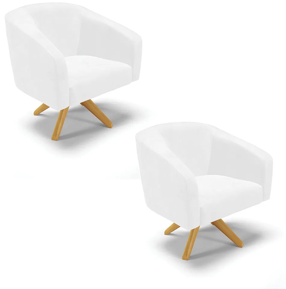 Poltrona Decorativa Giratória MA30 Kit 2 Stella Sintético PU Branco D03 - D'Rossi
