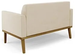 Sofá Namoradeira e 1 Poltrona Base Madeira Castanho Maressa Suede Bege