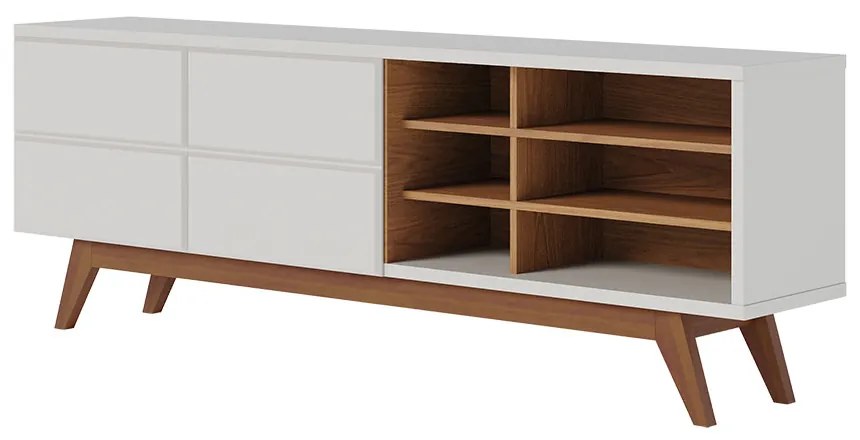 Rack para Sala Bancada de TV 70 Pol 180cm Cinthia C04 - D'Rossi - Preto Fosco e Noce Milano