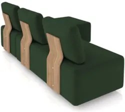 Sofá 3 Lugares Com Chaise 222cm Rovier Veludo Verde Z32      - Mpozena