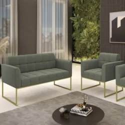 Namoradeira e Poltrona Industrial Dourado Ana Bouclé Menta - Ibiza