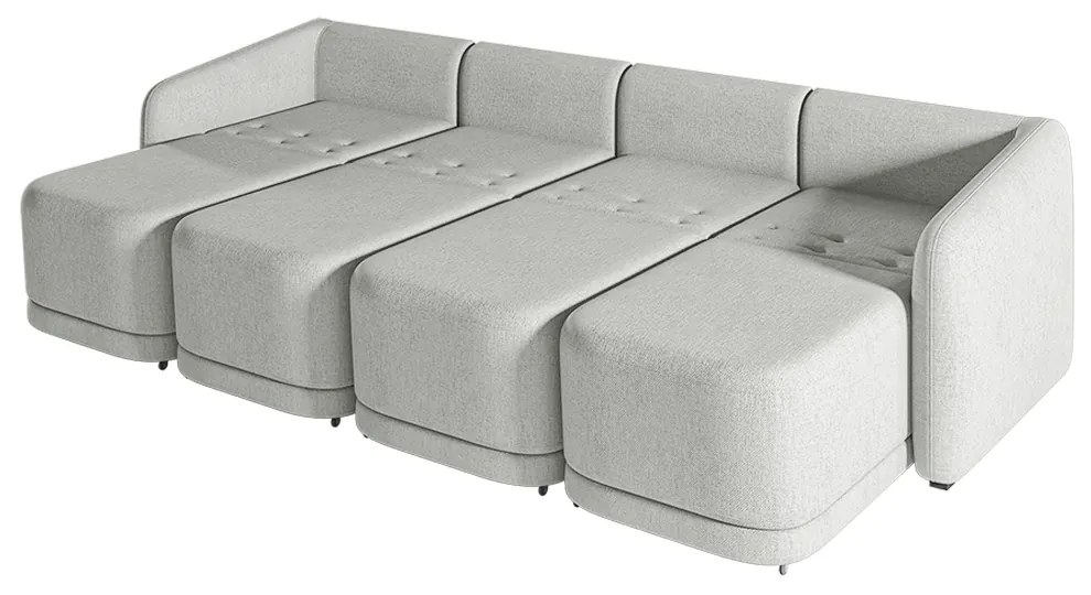 Sofá Cama Modulado Retrátil e Reclinável Decorativo Varsóvia 436cm Linho Cinza G33 - Gran Belo