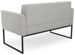 Sofá Namoradeira e 2 Poltronas Base Industrial Preto Ana Veludo Cinza