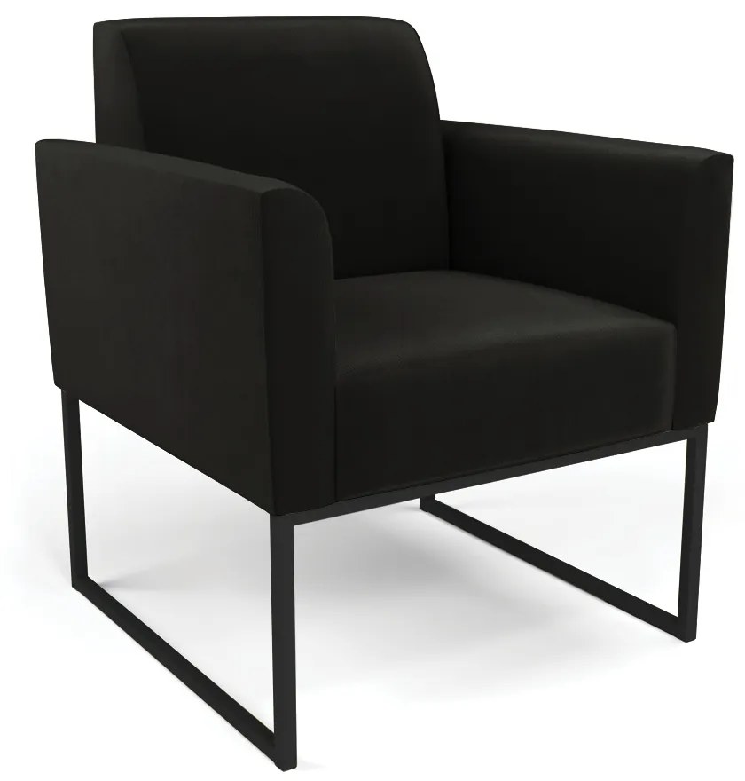 Sofá Namoradeira com Poltrona Base Industrial Preto Marisa Suede D03 - D'Rossi - Preto