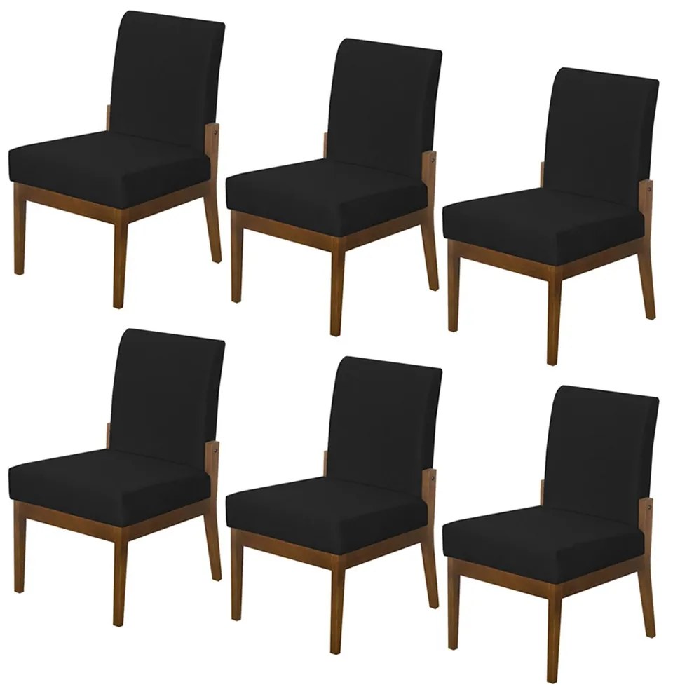 Kit 06 Cadeiras de Jantar Helena Suede Preto