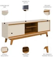 Rack Bancada de TV 70 Pol 164cm Gaia Z10 Off/Cinamomo - Mpozenato
