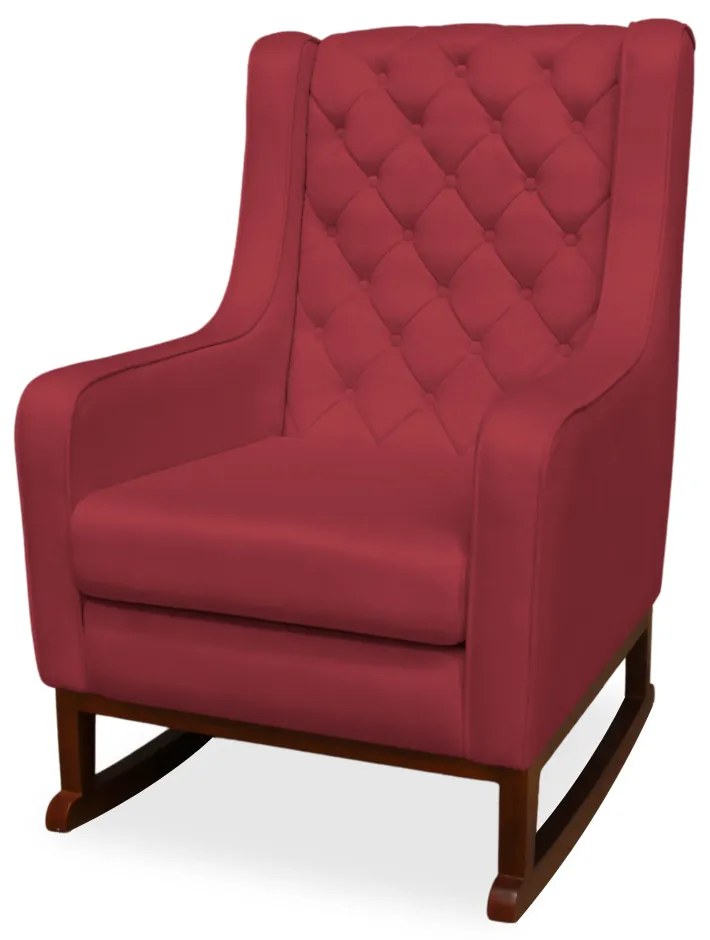 Kit Poltrona Amamentação Balanço Maju com Puff Flor Veludo - Vermelho