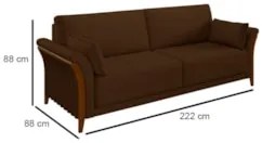 Kit Sofá Living 3 Lugares e Poltrona 102cm Pés Madeira Roya Z32 Veludo