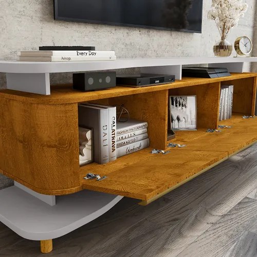 Rack Guarapari Off White/Naturalle Fresado - Bechara Móveis