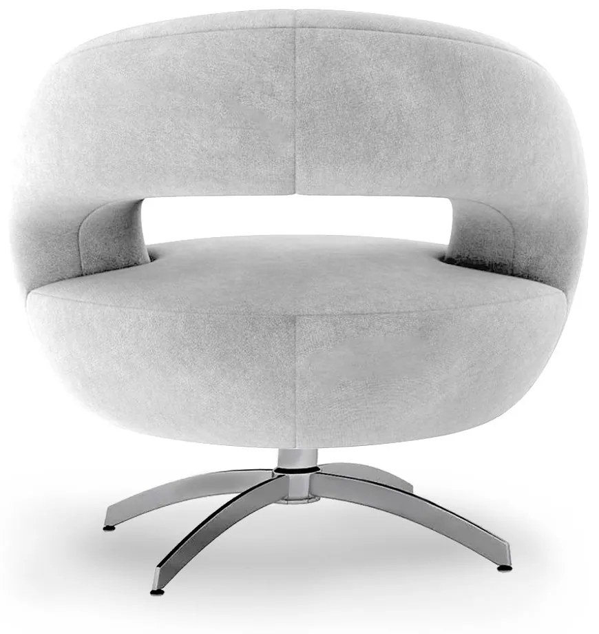 Poltrona Decorativa Base Giratória Topázio Veludo Cinza Claro - Sheep Estofados - Cinza claro