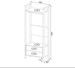 Guarda Roupa Solteiro Closet AZ1011 Branco/Nogal - Tecno Mobili
