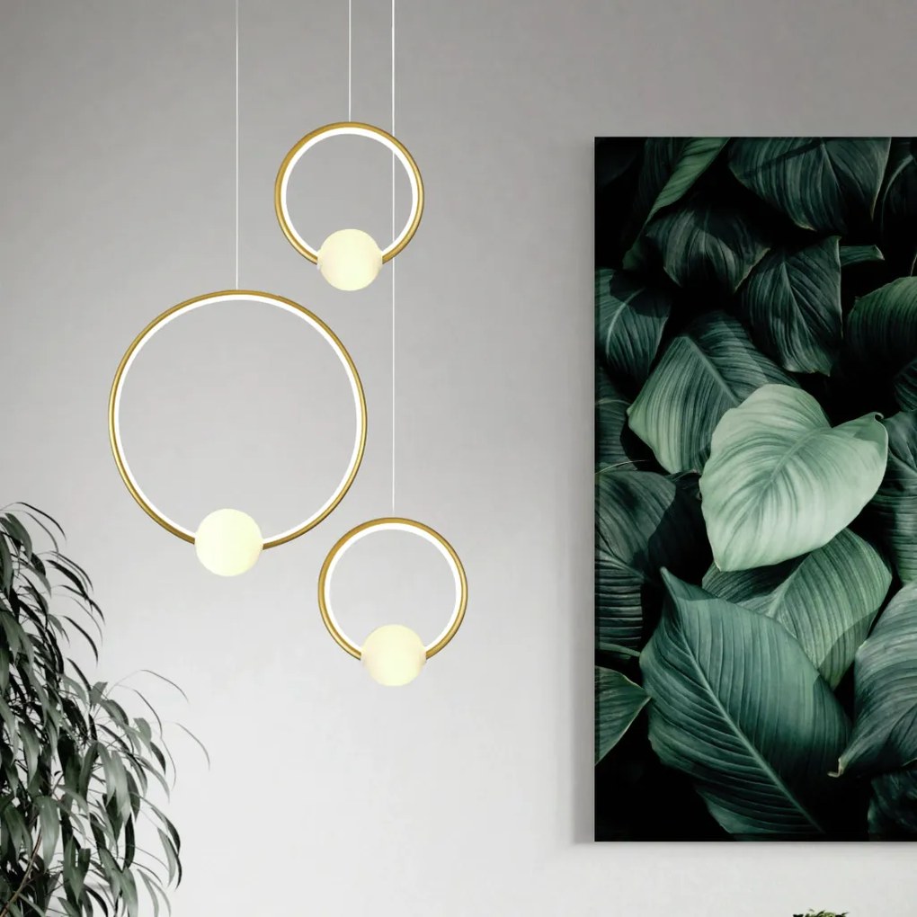 Pendente Allenza Ø40Cm Aro Vertical Led 12W 3000K Bivolt Alumínio Dour...