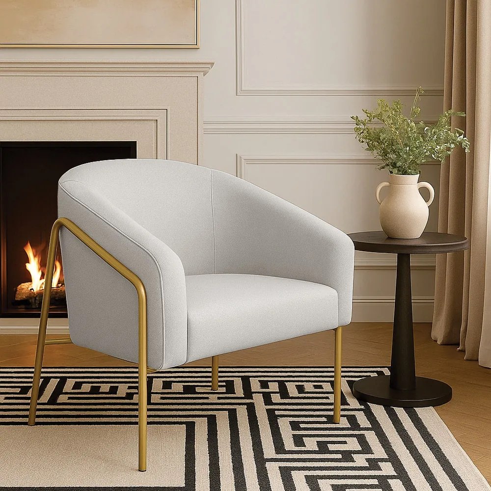Poltrona Sala Industrial Alta Dourado Stella Linho D03 - D'Rossi - Cinza