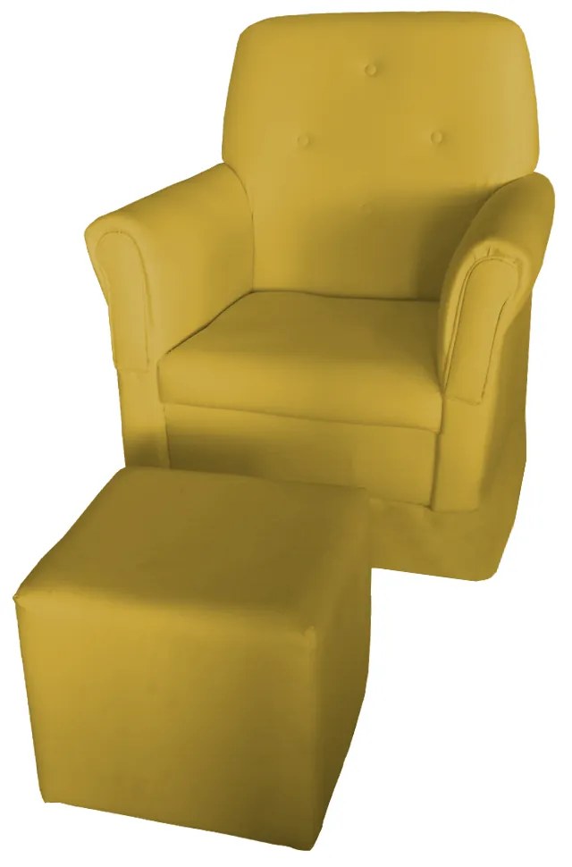 Poltrona Suzi Amamentação Balanço + Puff Suzi Suede Amarelo