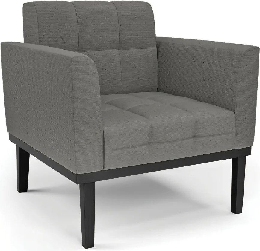 Poltrona Decorativa Karen Pés Fixo em Madeira Preto Linho Cinza Mesclado G19 - Gran Belo