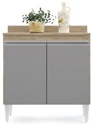 Armário de Cozinha Modulado de Canto 7 Peças CP36 com Pia Inox Castanh