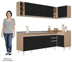 Armário de Cozinha Modulado de Canto Esquerdo 5 Peças CP54 com Pia Ino